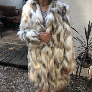 T Tahari Brown/Tan Faux Fur Coat